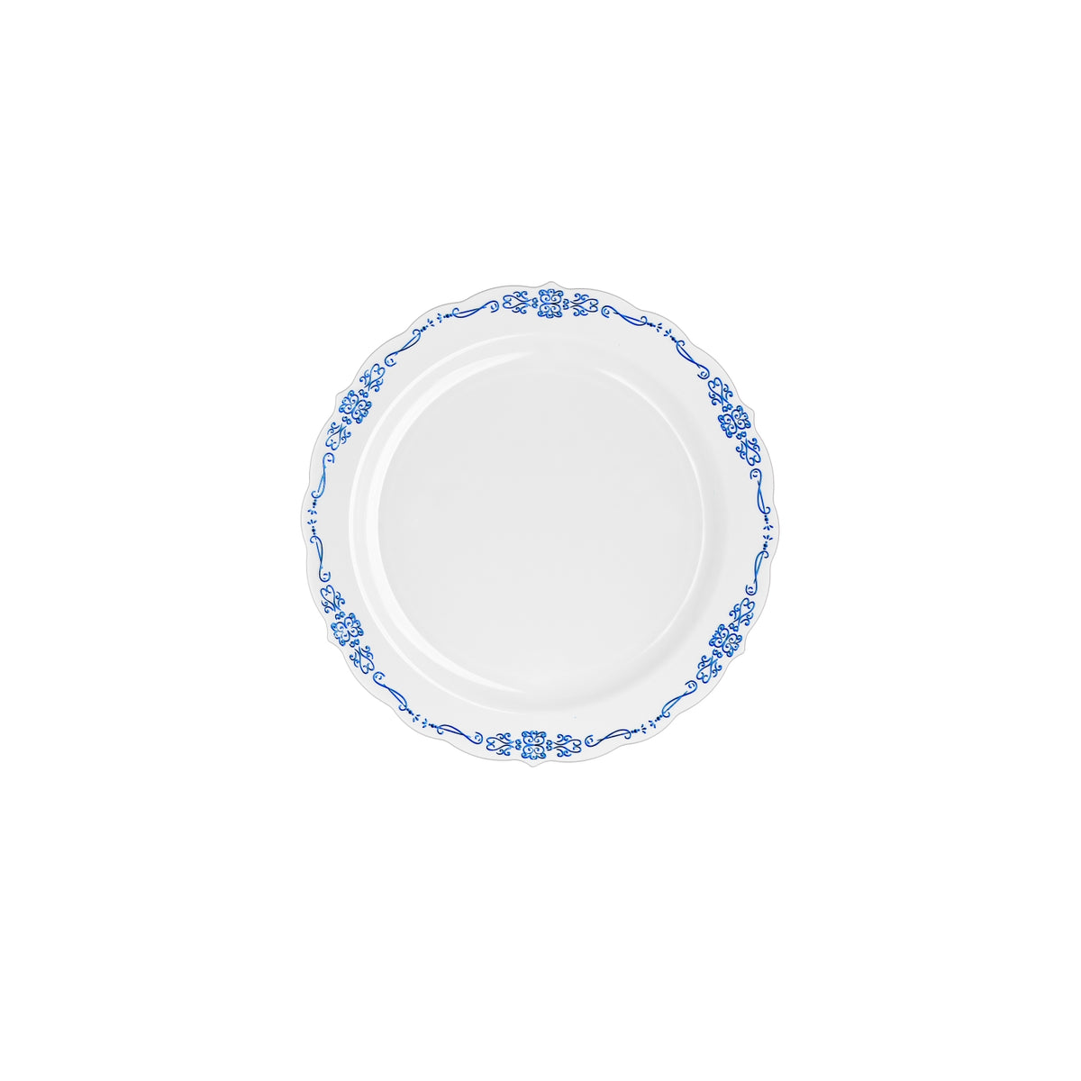 7.5 In. White/Navy Victorian Design Plates | 20 Count