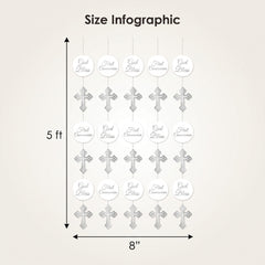 White and Silver Communion Hanging String Decorations, 5-ft, 5-Pack