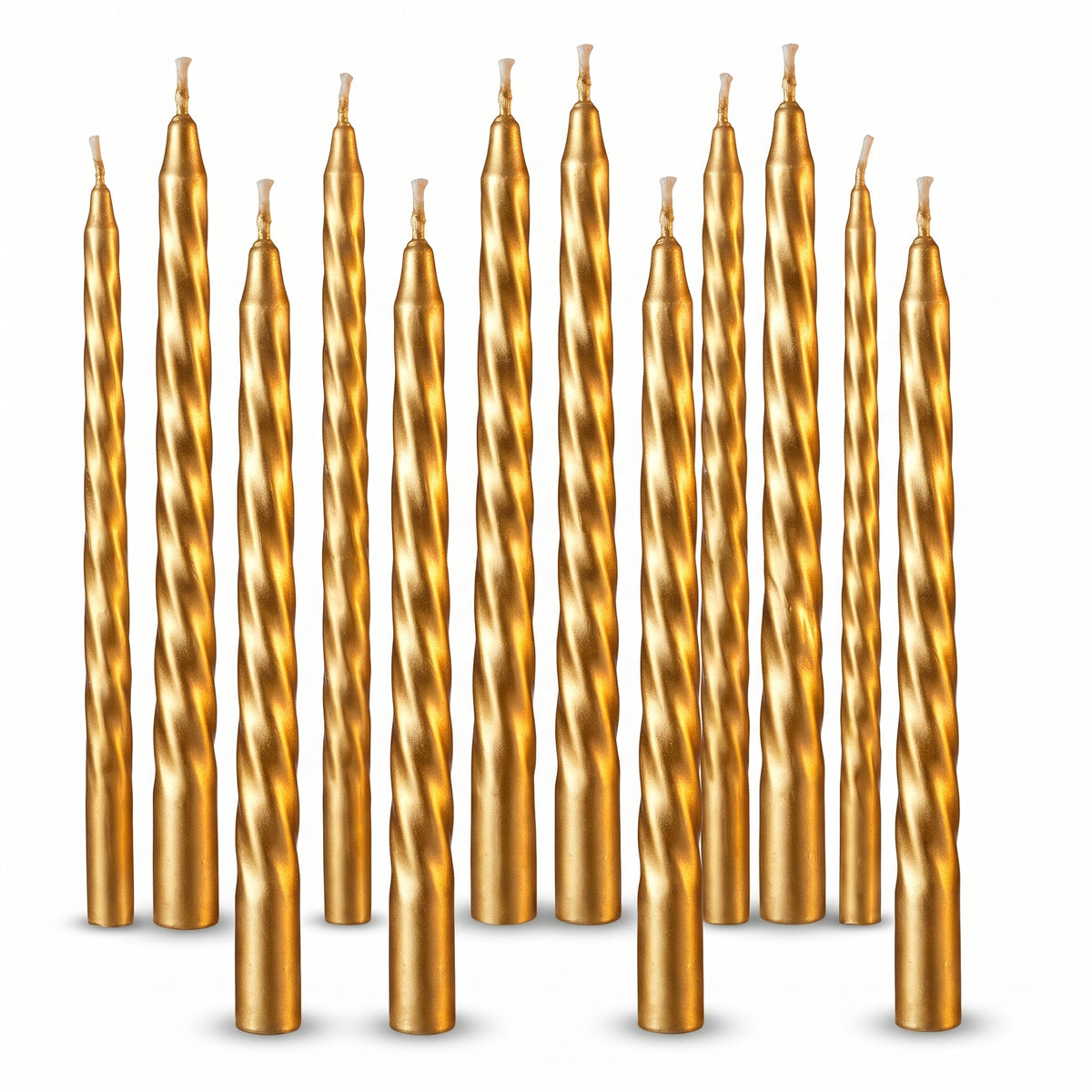 Gold Thin Taper Birthday Candles, 10-Inch, 12-Pack