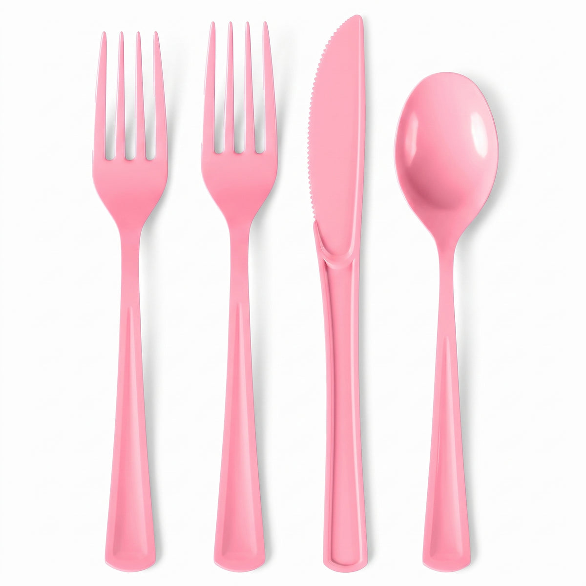 Heavyweight Assorted Pink Plastic Cutlery Set - 7.5 in.