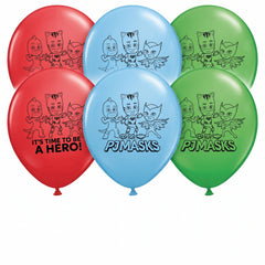 PJ Masks "It‚Äôs Time to be a Hero" Latex Balloons - 12", 6 Pack