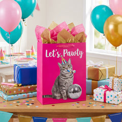 Let's Pawty Large Gift Bag - Matte Finish