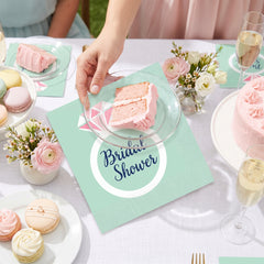 Mint Bridal Shower Luncheon Napkins - 6.5 In. x 6.5 In.