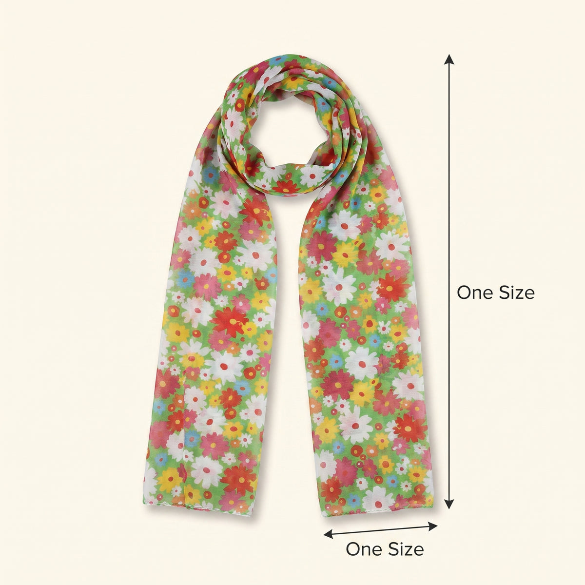Vibrant Floral Hippie Headscarf - 1960s Costume Accessory