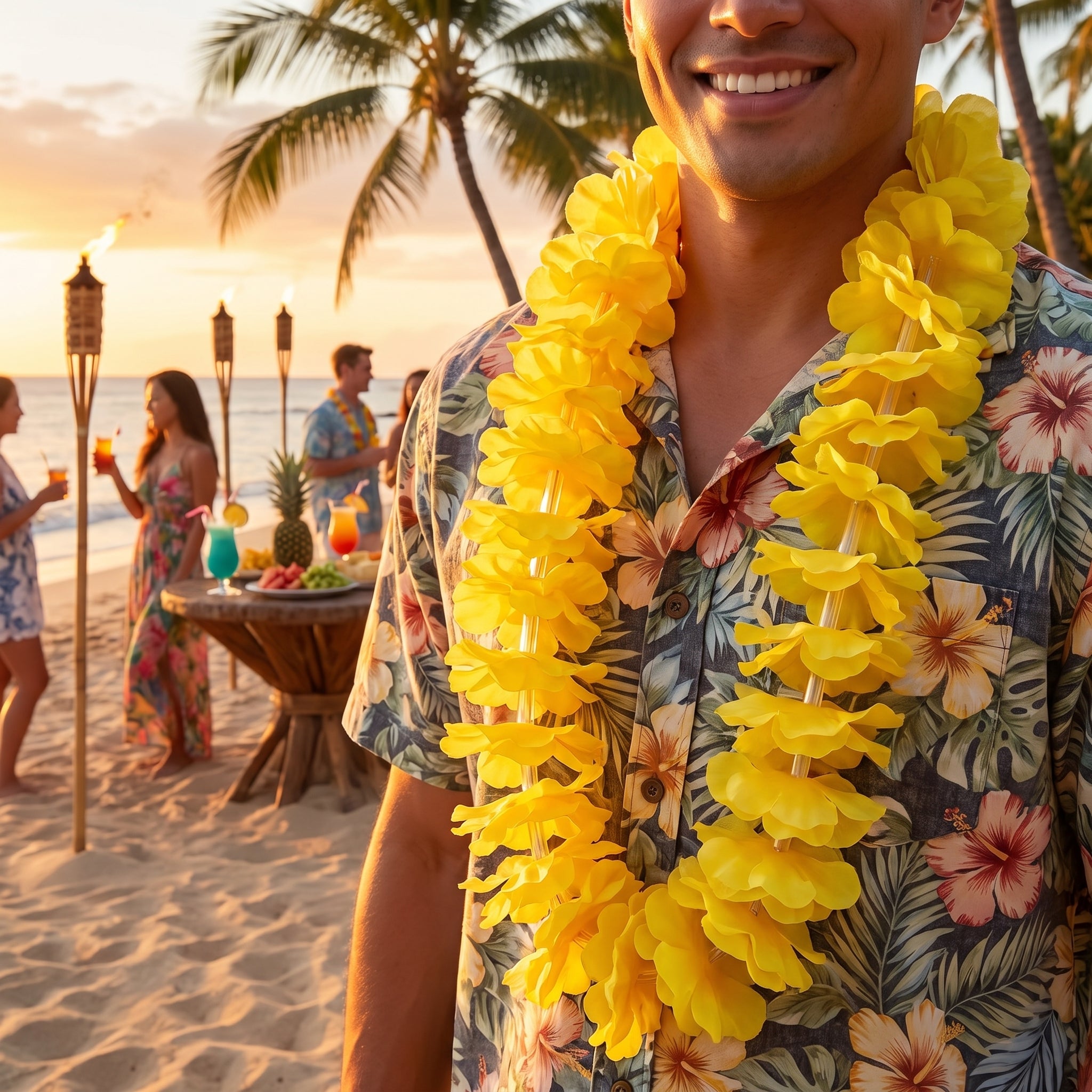 Vibrant Yellow Lei - 40" Tropical Accessory