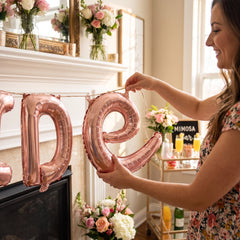 Rose Gold Script Letter 'E' Air-Filled Foil Balloon - 8-Inch