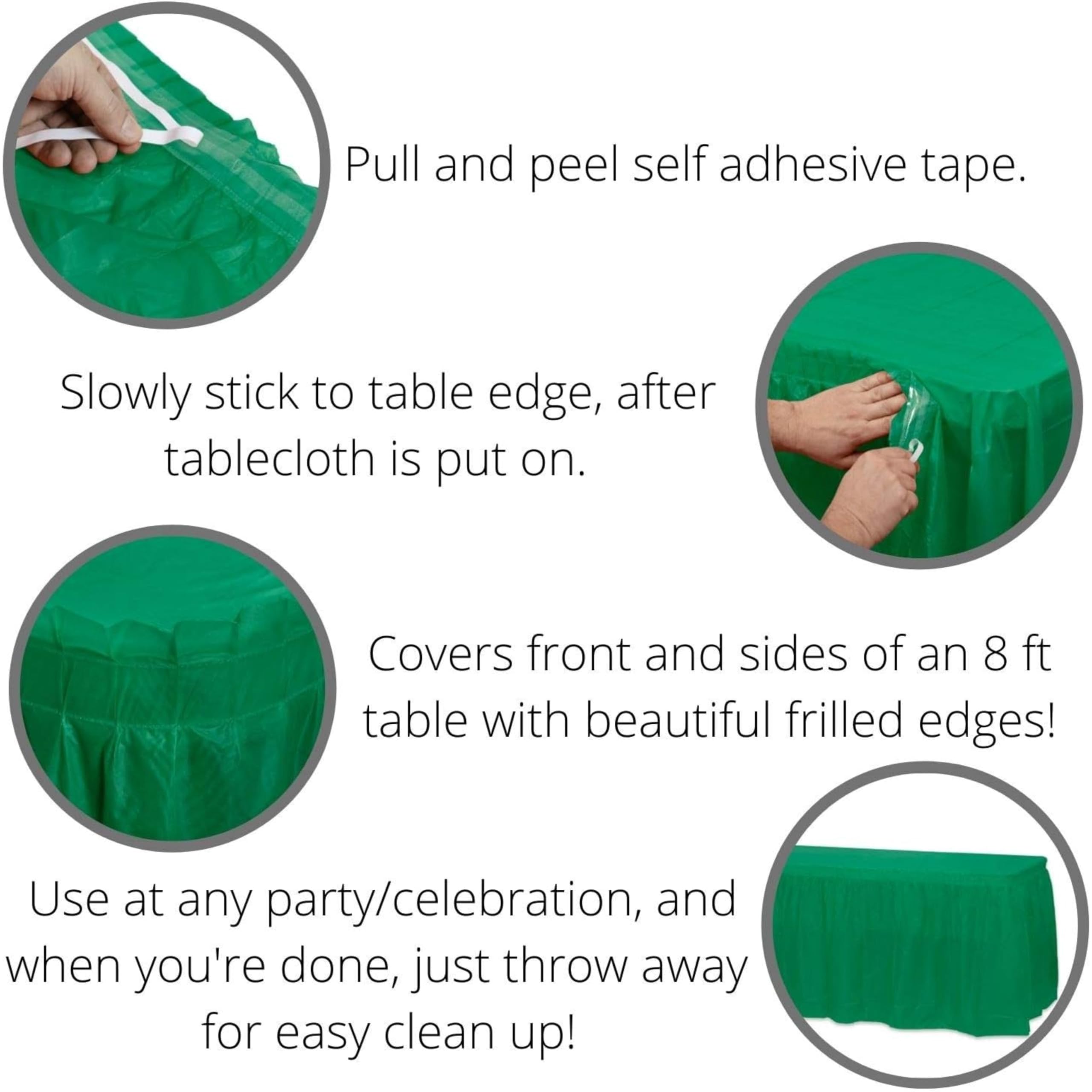 Emerald Green Plastic Table Skirt