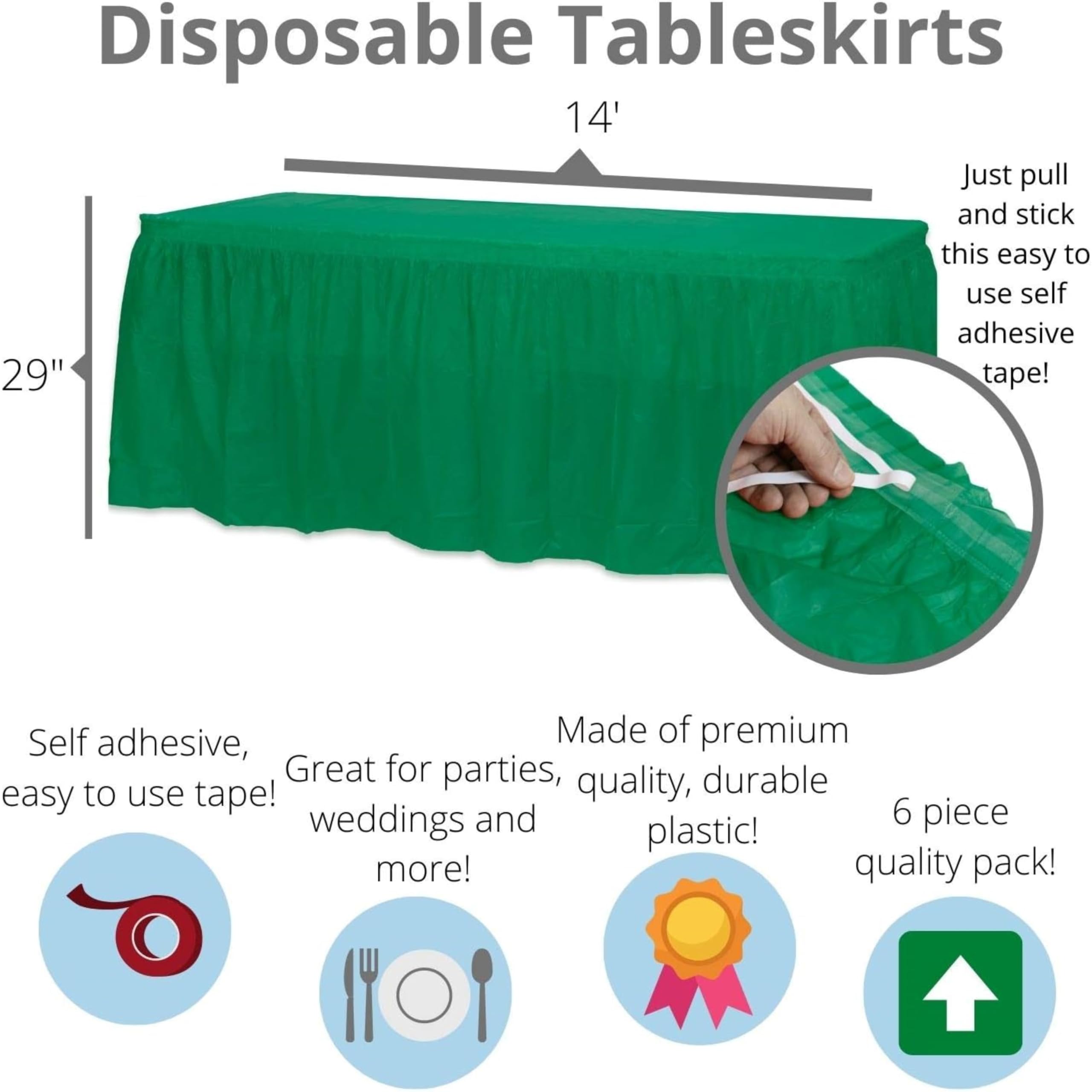 Emerald Green Plastic Table Skirt