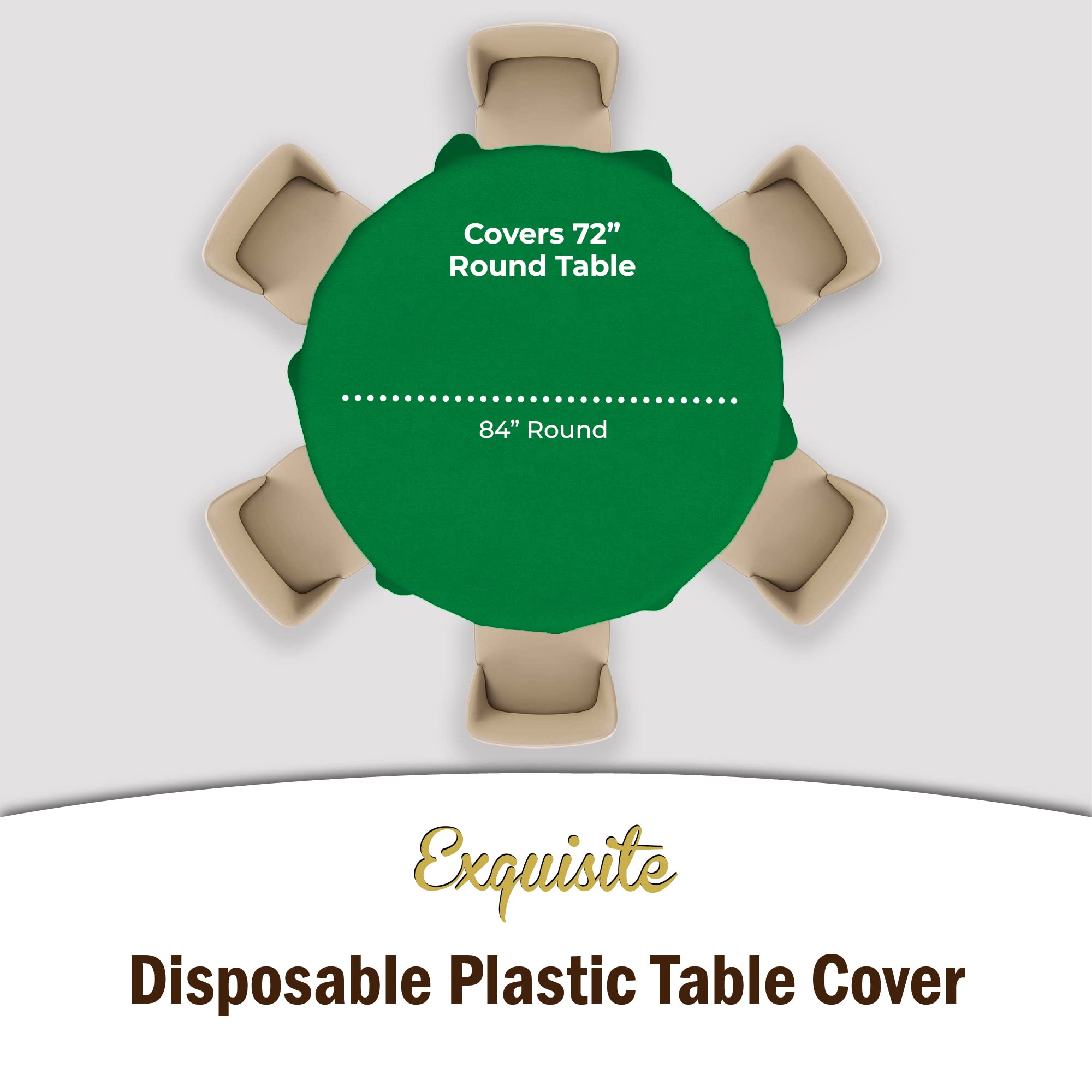 Round Emerald Green Plastic Table Covers | 12 Pack