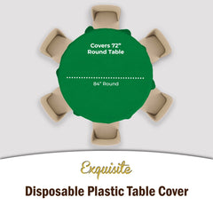 Round Emerald Green Plastic Table Covers | 6 Pack