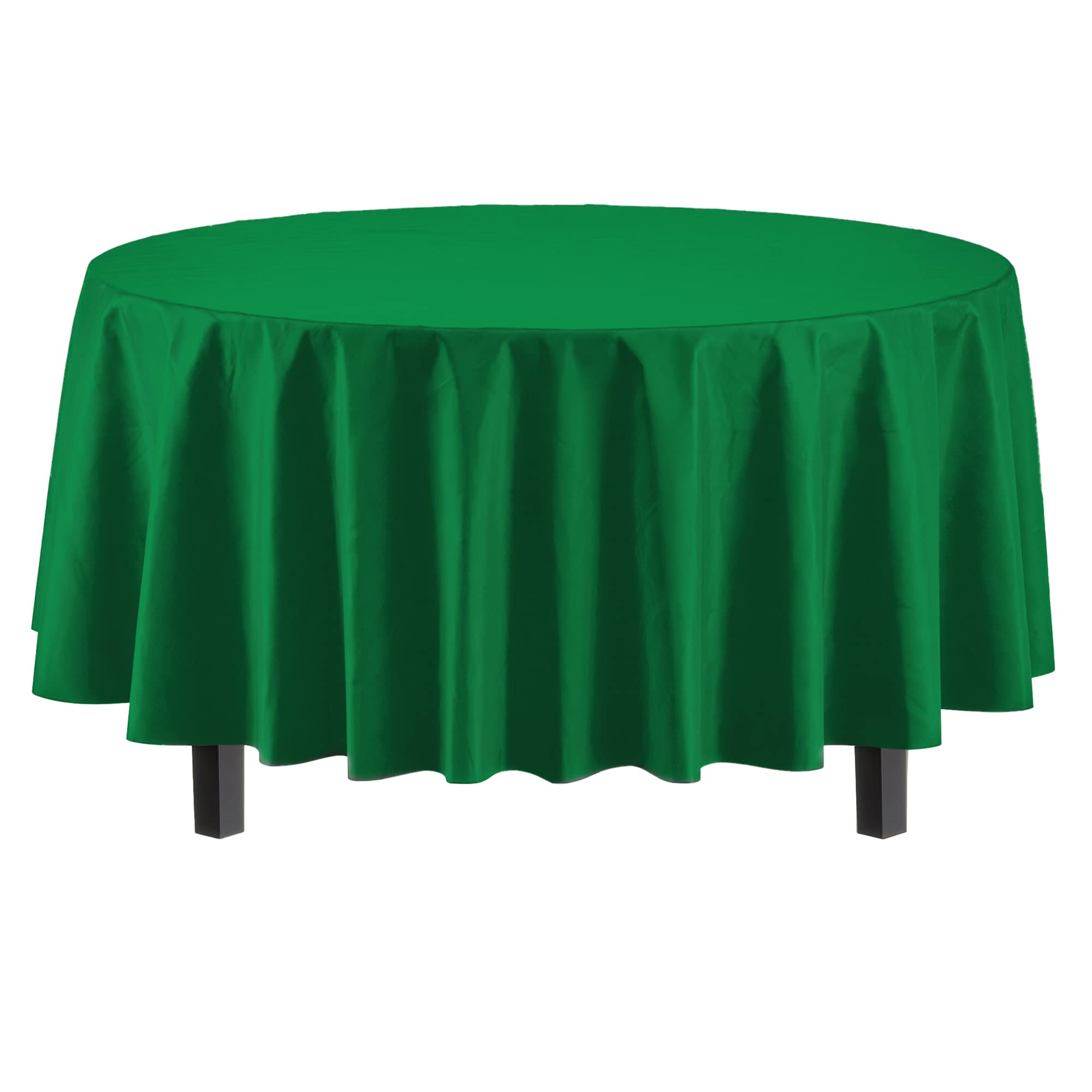 Round Emerald Green Plastic Table Covers | 6 Pack