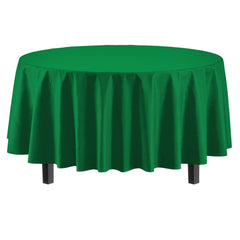 Round Emerald Green Plastic Table Covers | 6 Pack