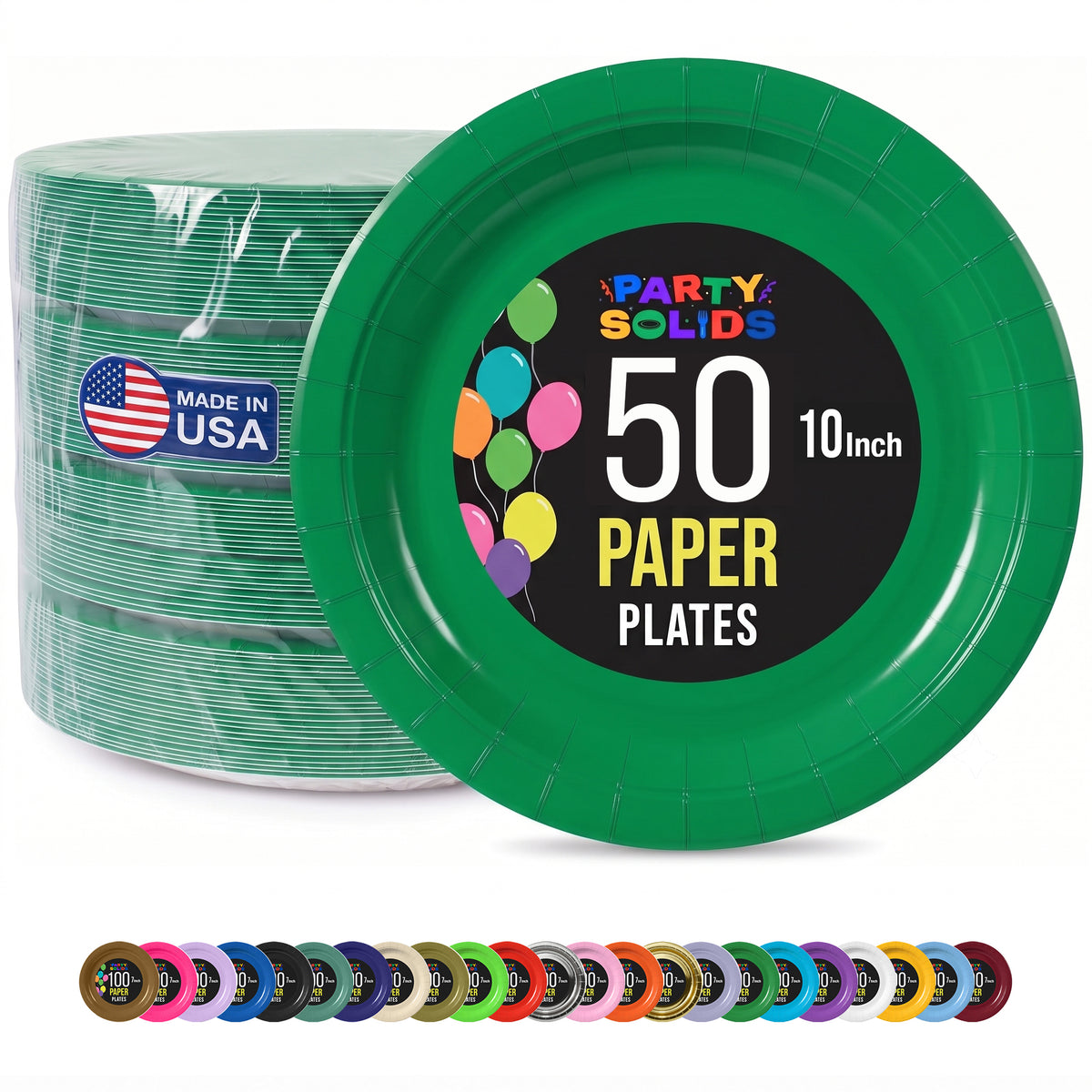 10 In. Emerald Green Paper Plates - 50 Ct.