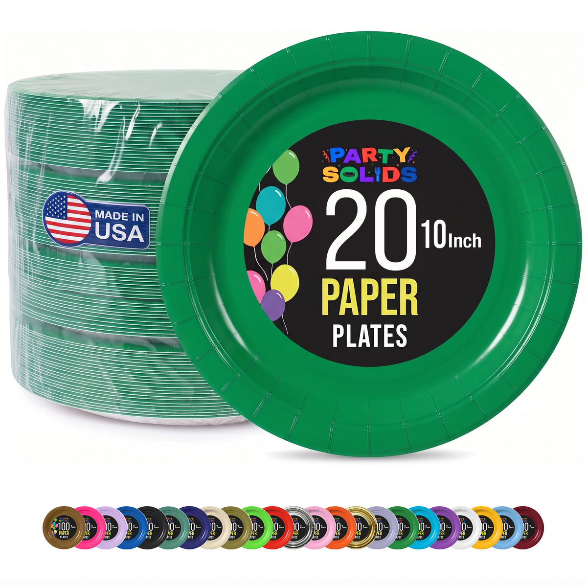 10 In. Emerald Green Paper Plates - 20 Ct.