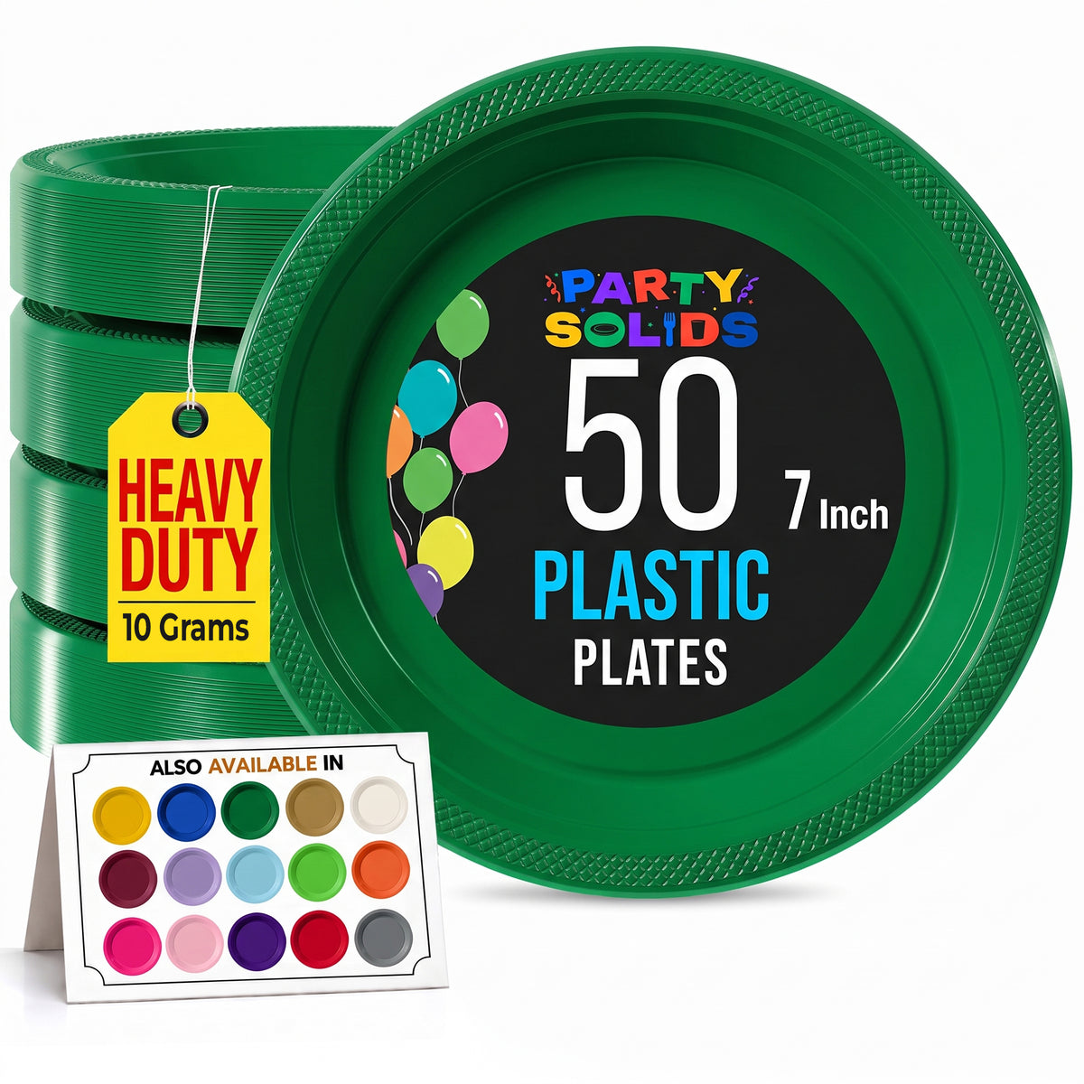 7 in. Emerald Green Plastic Plates | 50 Count