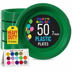 7 in. Emerald Green Plastic Plates | 50 Count