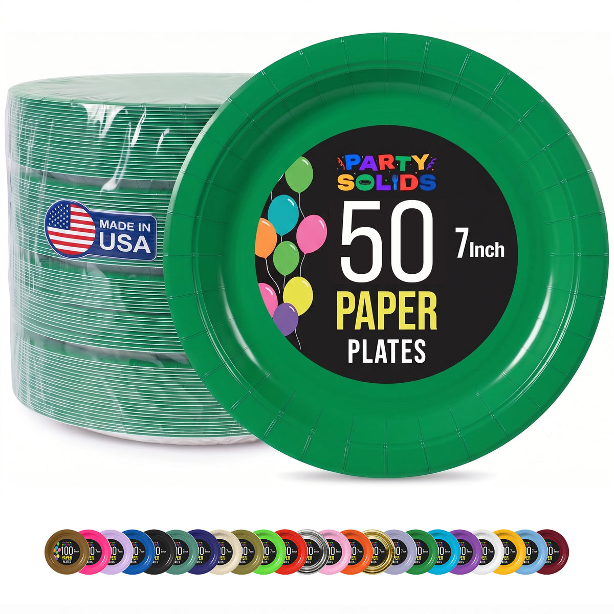 7 in. Emerald Green Paper Plates | 50 Ct.