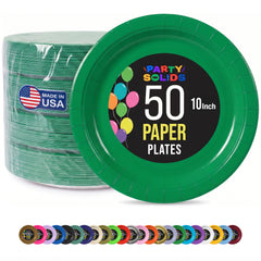 10 In. Emerald Green Paper Plates - 50 Ct.