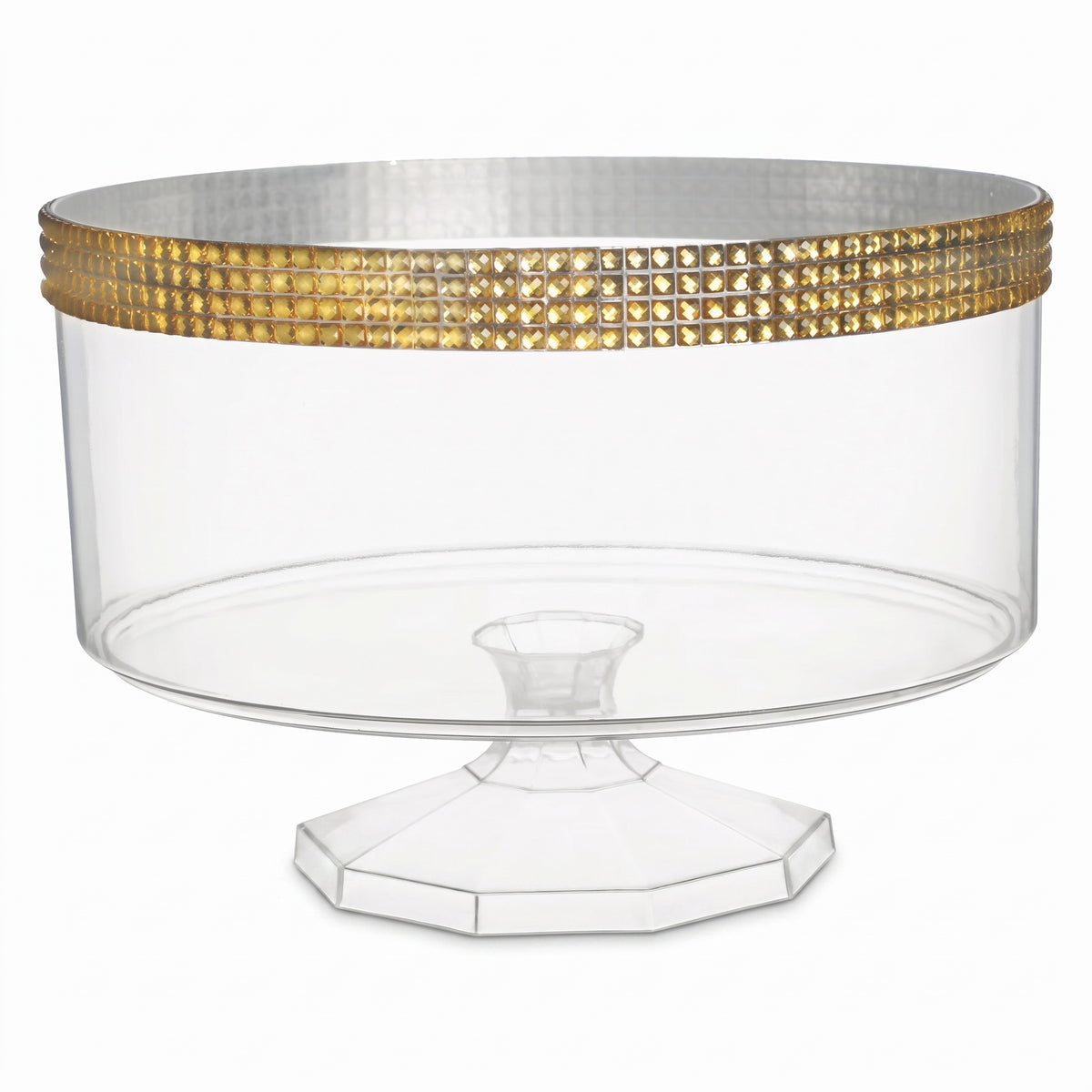 Elegant Gold Gem Trimmed Plastic Trifle Container
