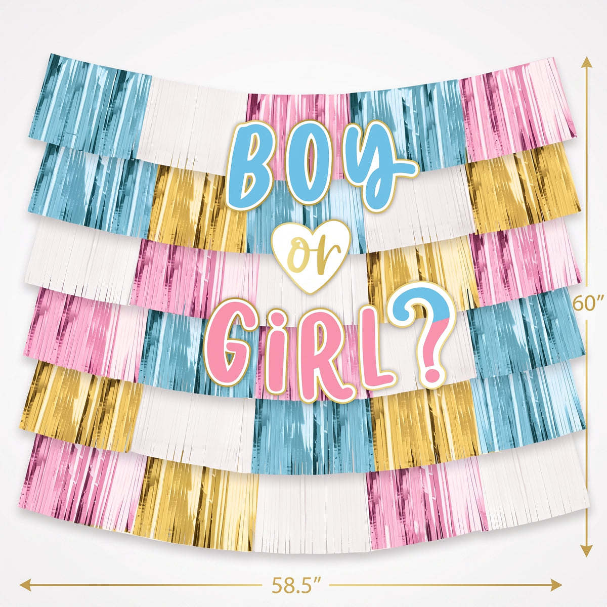 "Boy or Girl?" Deluxe Fringe Backdrop Kit for Gender Reveal
