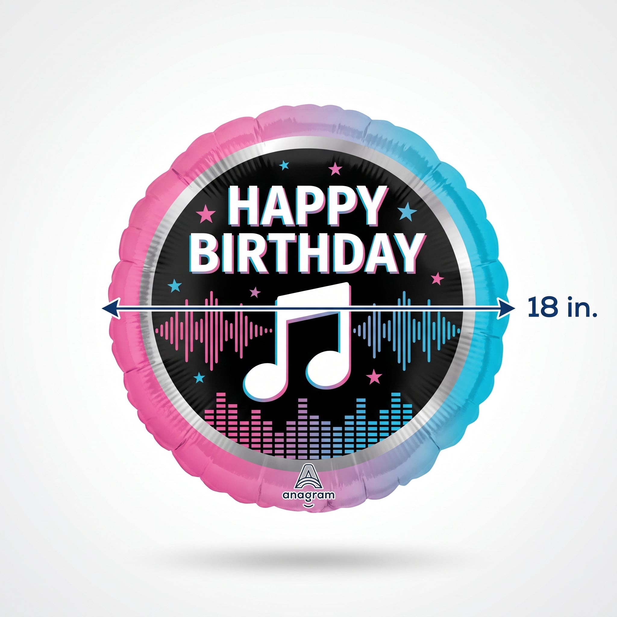 Vibrant Musical Happy Birthday Foil Balloon - 18 Inch