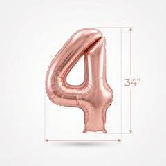 Rose Gold Number 4 Foil Balloon - Super Shape