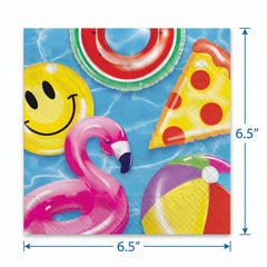 Summer Cool Pool Printed Lunch Napkins - 6.5 In. x 6.5 In., 40-Count