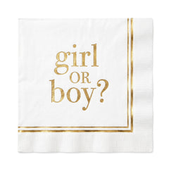 Gold "Girl or Boy?" Gender Reveal Beverage Napkins - 16ct - 5 In. X 5 In.