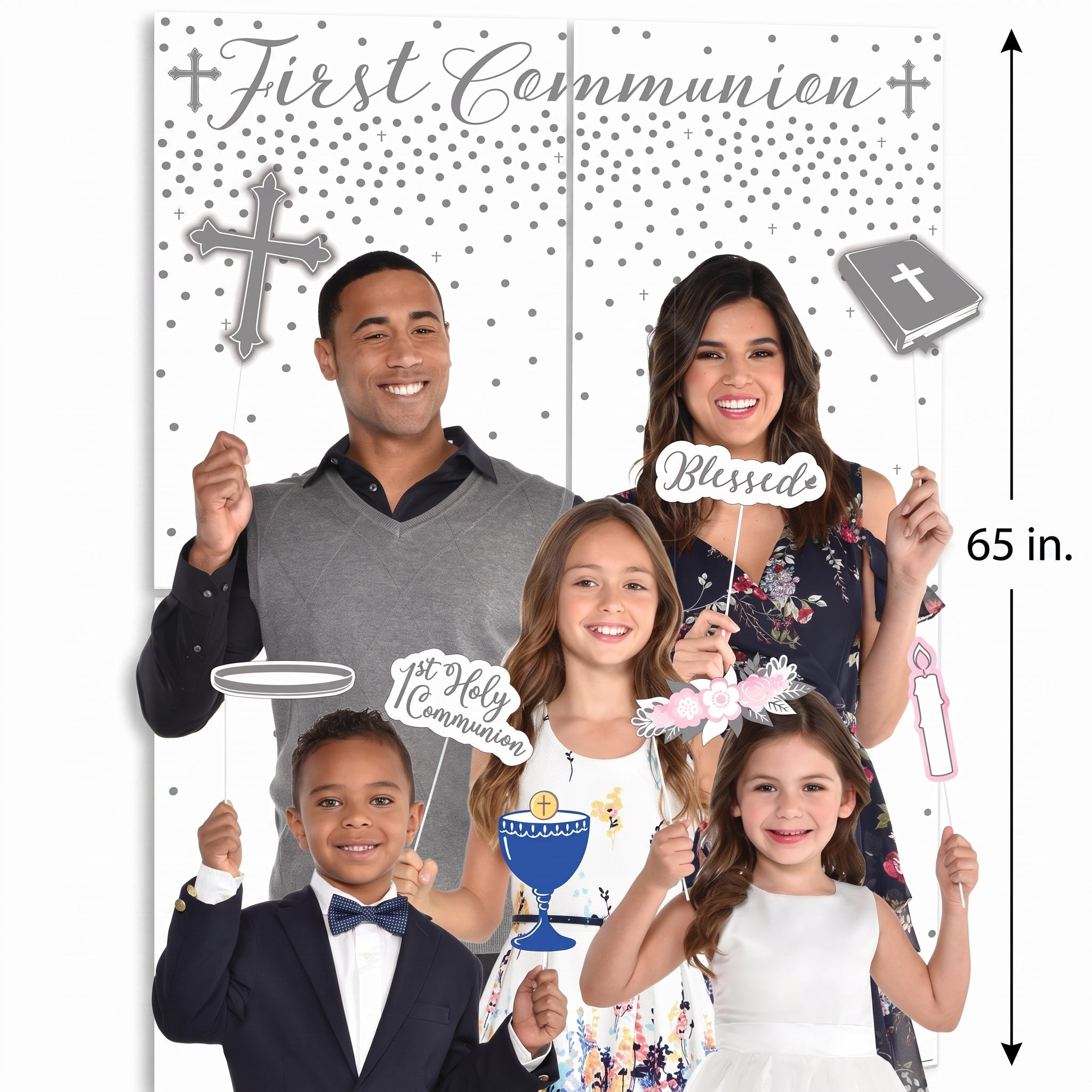 First Communion Scene Setter with Photo Booth Props Kit