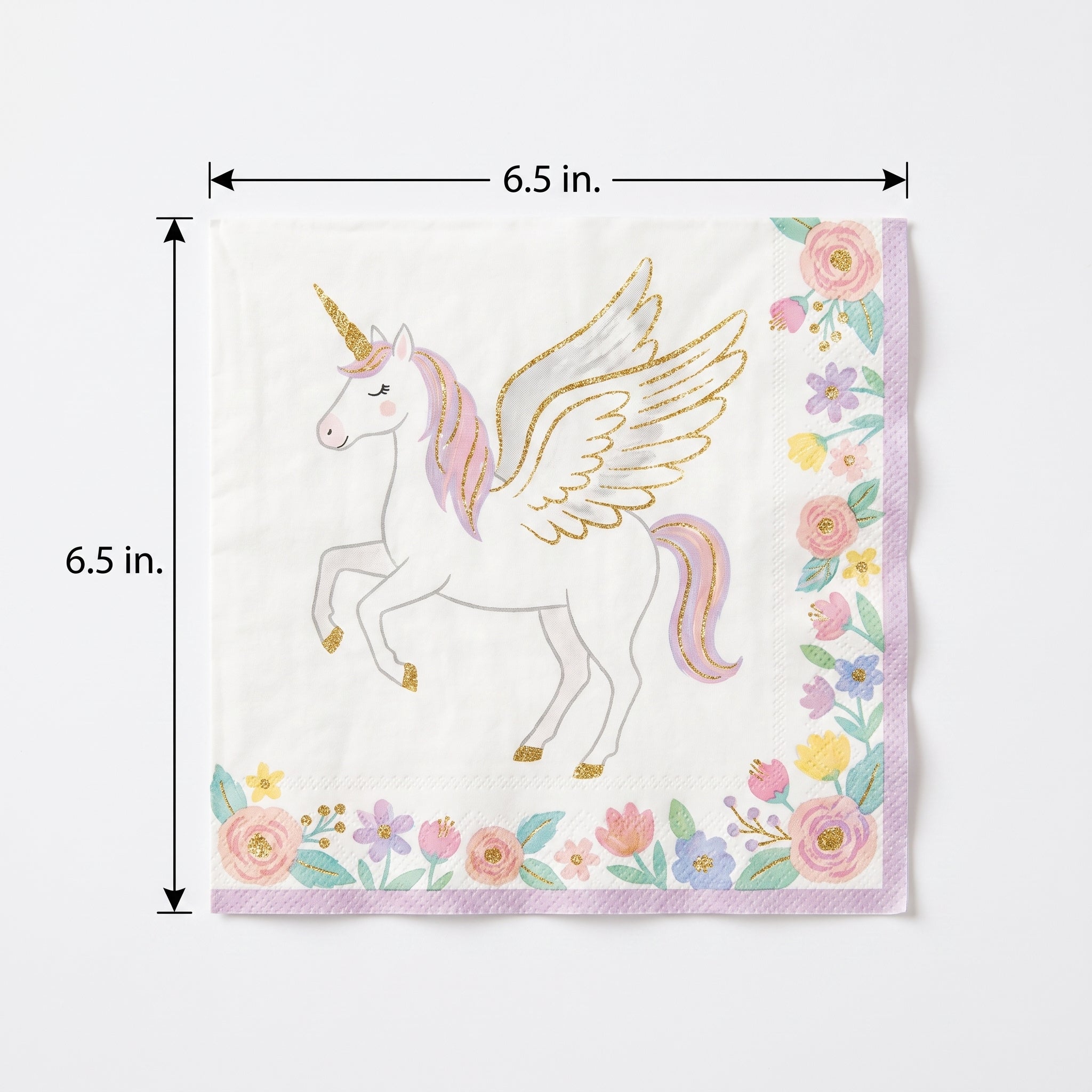 Enchanted Unicorn Birthday Lunch Napkins - 6.5 In. x 6.5 In. - 16 Count