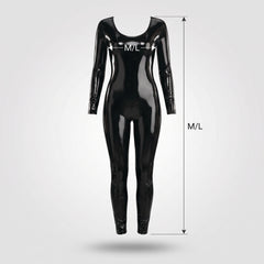 Sleek Black Liquid Catsuit for Adults - M/L