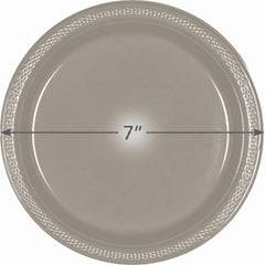 Silver Plastic Dessert Plates - 7 In. | 20 Count