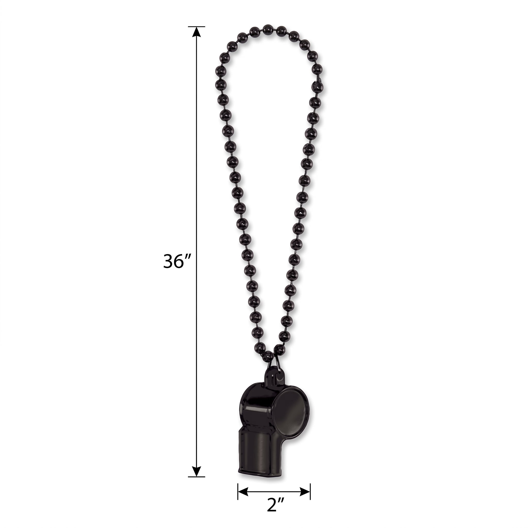 Black Beaded Necklace with Whistle - Team Spirit Costume Accessory