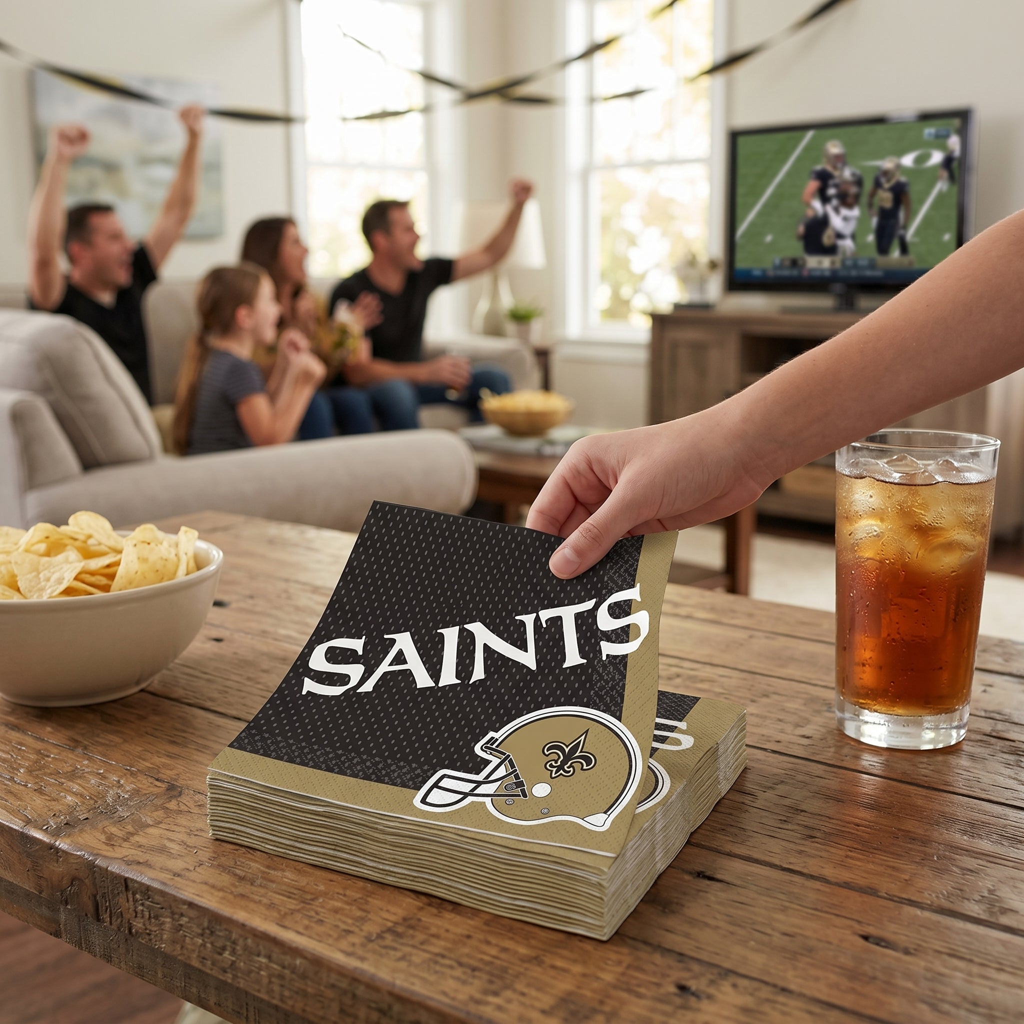 New Orleans Saints Lunch Napkins - NFL Party Supplies with Team Helmet Design, 6.5 In Paper Napkins for Tailgates, Game Day, Birthdays