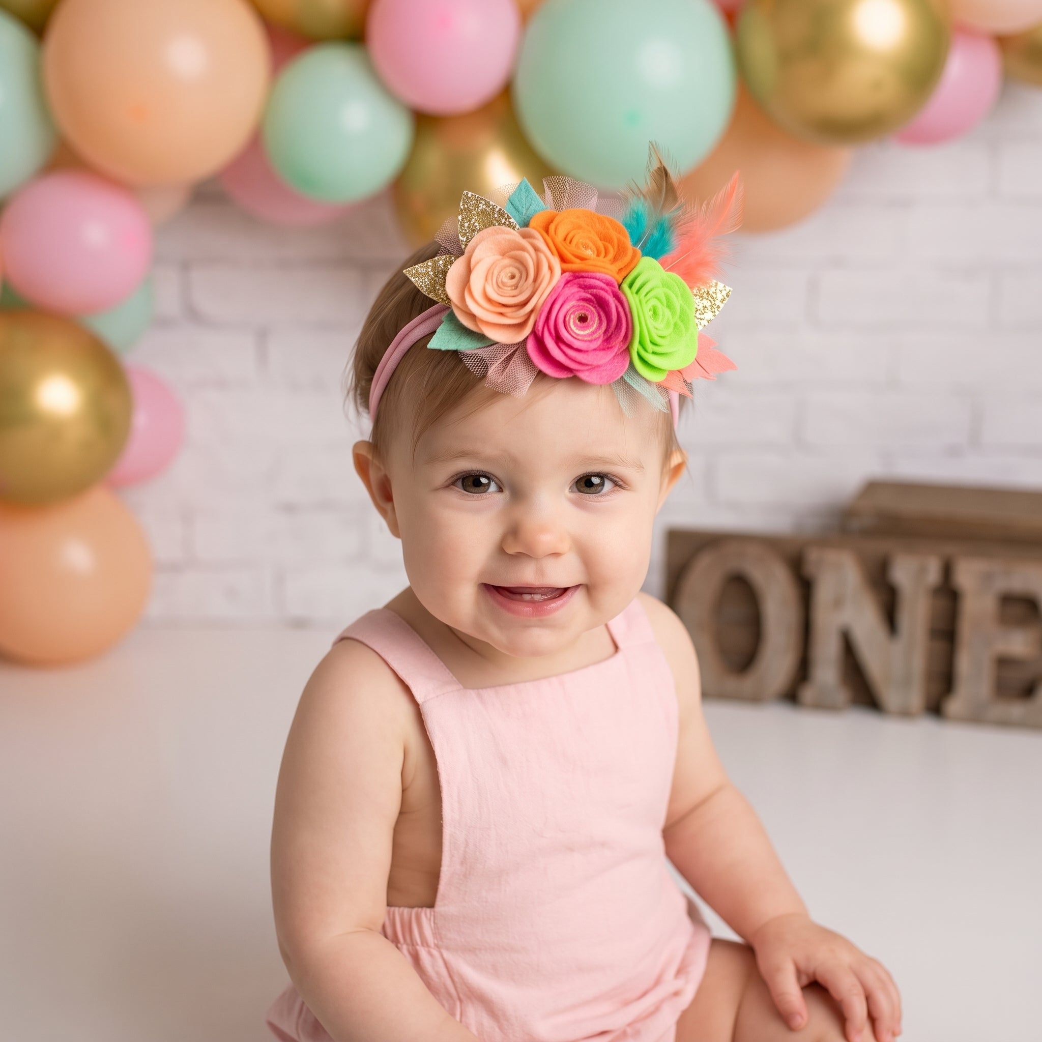 Boho Floral Headband for Baby's First Birthday