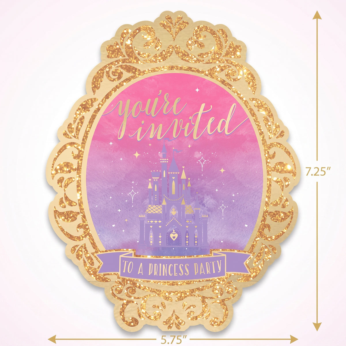 Disney Princess "Once Upon a Time" Glitter Invitations - 8 Pk