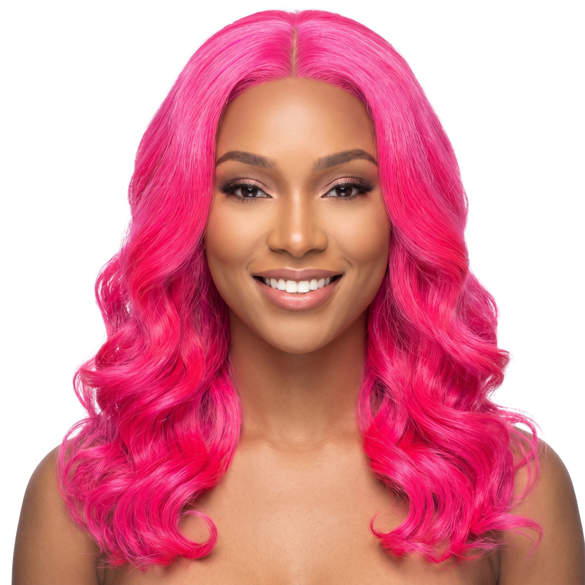 Chic Bright Pink Body Wave Wig