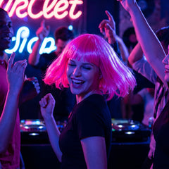 Vibrant Pink Long Bob Wig - Perfect for Parties and Costumes
