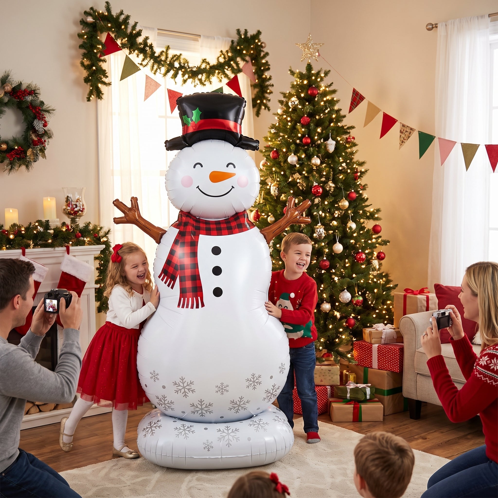 Festive 50-Inch Snowman AirLoonz Balloon - Christmas Foil Air Walker