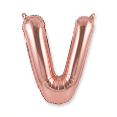 Rose Gold Script Letter "V" Balloon - 8-inch Foil, Air-Filled