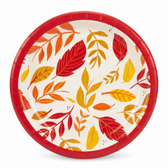 Leafy Autumn Harvest 8.5" Round Paper Plates