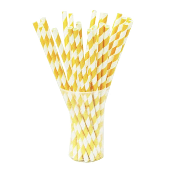 Yellow Striped Paper Straws | 100 Count