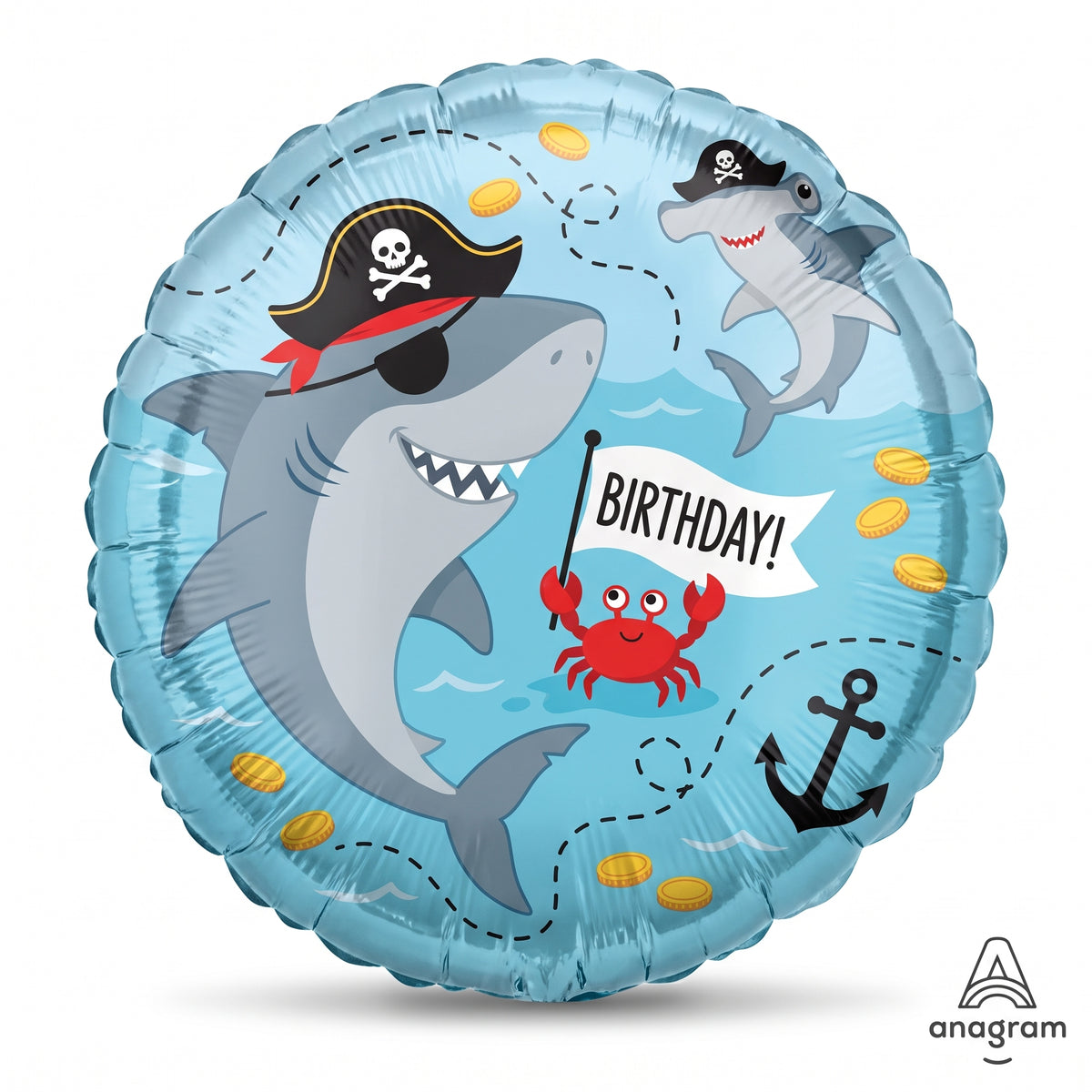 Ahoy Pirate Shark Mylar Balloon - 18-Inch