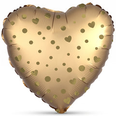 Gold Heart Foil Balloon with Polka Dots