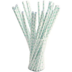 Small Mint Polka Dot Paper Straws | 100 Count