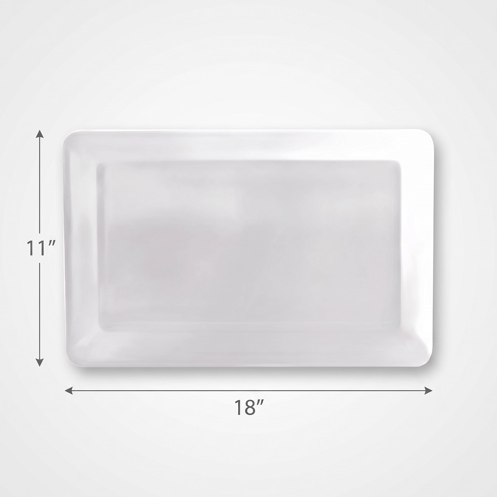 Elegant White Rectangular Plastic Serving Platter - 11" x 18"