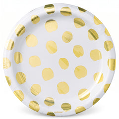 Metallic Gold Motif Paper Plates - 6.75" Round
