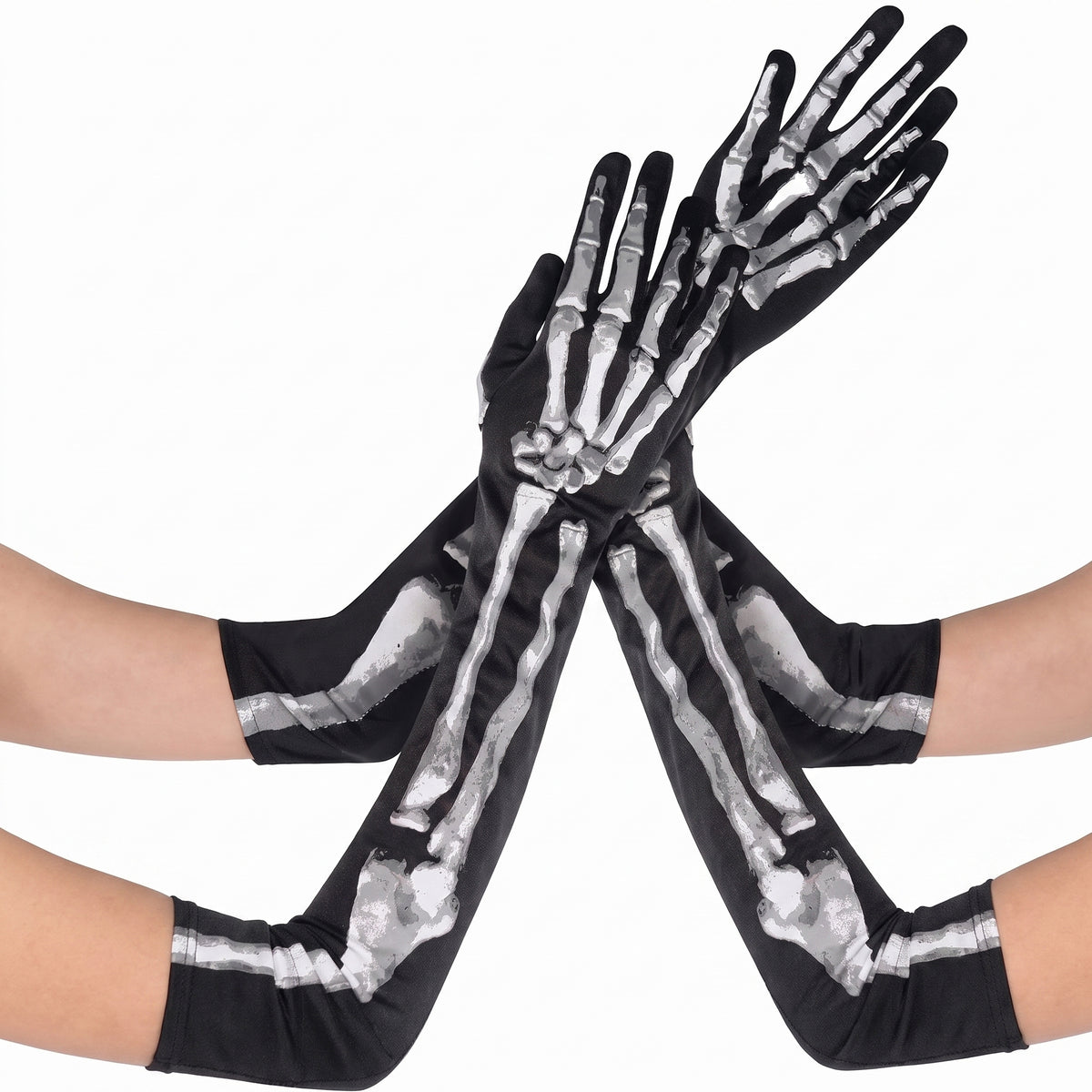 Skeleton Long Gloves for Halloween - Adult Size