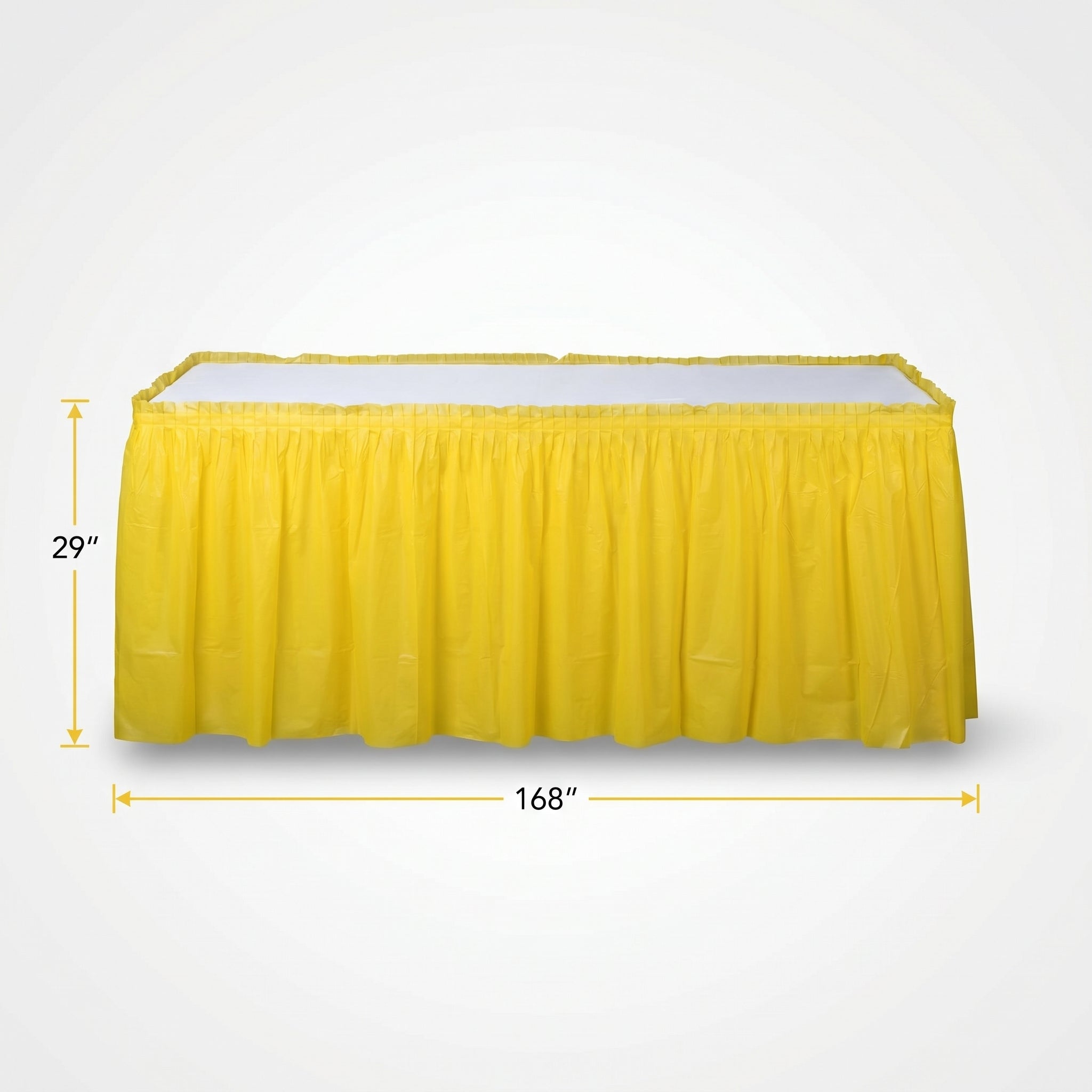 Vibrant Yellow Plastic Table Skirt - 168" x 29"