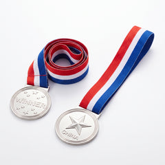 "Winner" Award Medals with Multicolor Ribbon - Pack of 12
